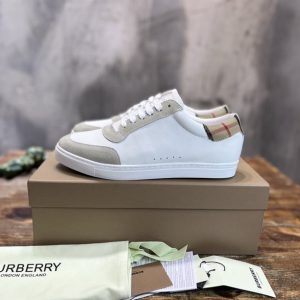 Burberry Leather, Suede and Check Cotton Sneakers - BS114