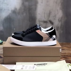 Burberry Leather, Suede and House Check Cotton Sneakers - BS11