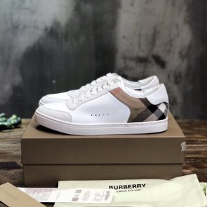 Burberry Leather, Suede and House Check Cotton Sneakers - BS12