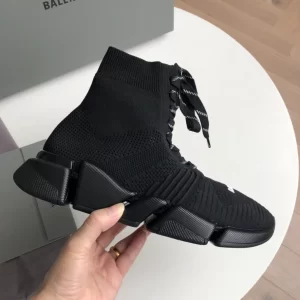 Balenciaga Speed 2.0 Lace-Up Recycled Knit Sneaker in Black - GS50