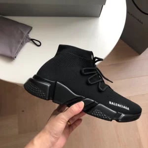 Balenciaga Speed Lace-Up Sneaker in Black Knit - GS52