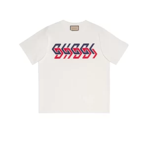 Gucci Cotton Jersey T-Shirt With Gucci Mirror Print In White - GT18
