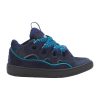 Lanvin Leather Curb Sneaker in Navy Blue and Gray - LV08