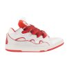 Lanvin Leather Curb Sneaker in White and Red - LV01