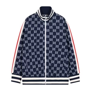 Gucci Navy Cotton Jacquard Gg Jacket - GK11